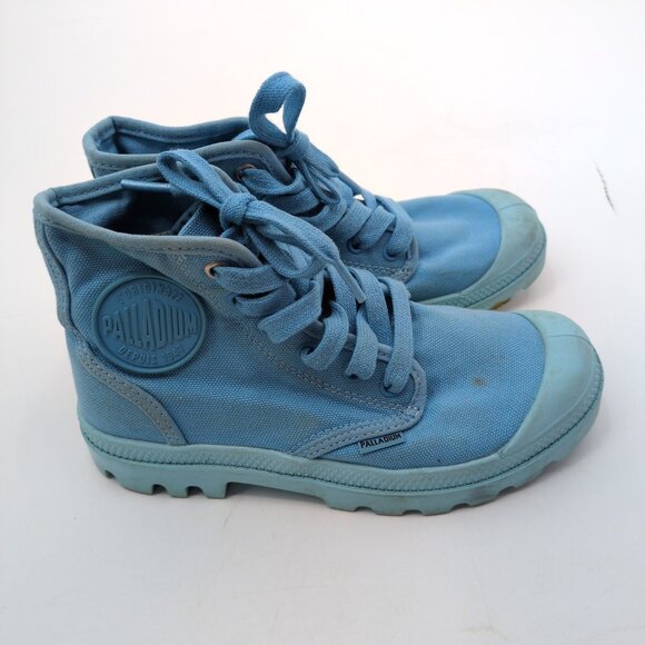 Palladium Pampa Hi Varsity Canvas Boots Blue Women’s 5 / Youth 3.5 Lace Up Retro - Picture 2 of 14